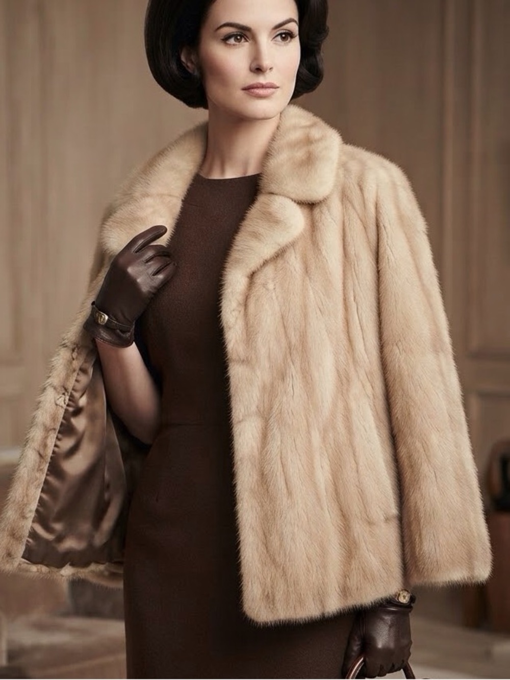 Vintage 1950s Pastel Beige Mink Fur Coat Swing Jacket Mid Century Luxury - Picture 2 of 10